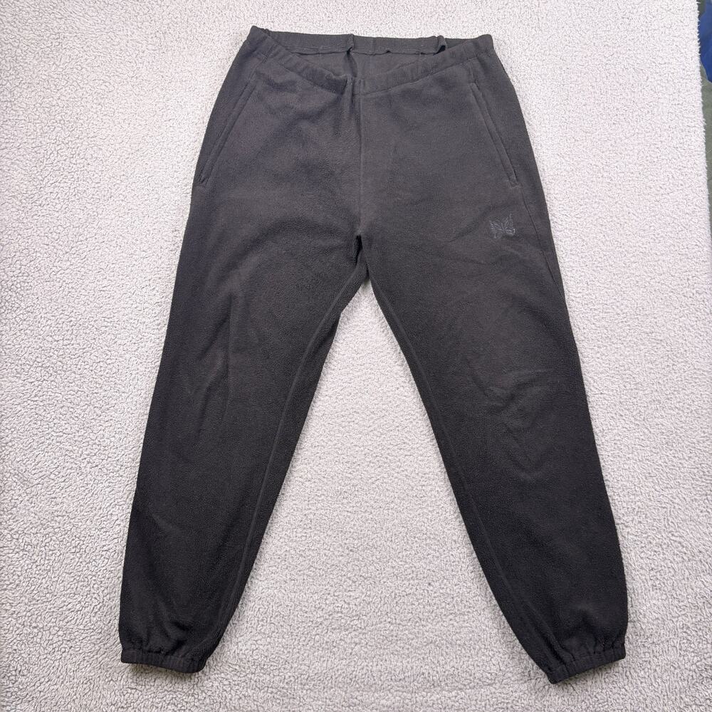 Needles Sweatpants Mens Medium Black Fleece Embroidered Joggers Streetwear